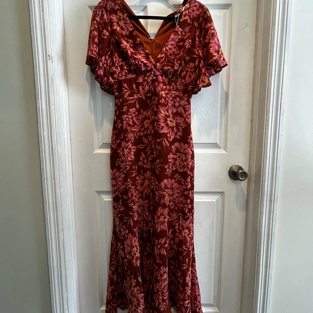 Astr Kenzie Floral Floral Maxi Dress Maroon